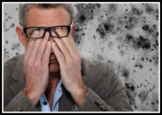 MAN WITH MOLD SYMPTOMS AND MOLD BEHIND WALL
